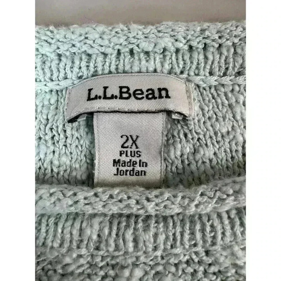 LL Bean Mint Green Cozy Knit Crewneck Sweater Womens Plus 2X Coastal Laggenlook - Picture 2 of 9